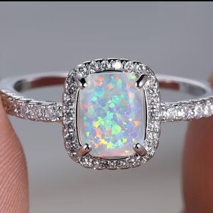 Elegant Silver Opal Ring